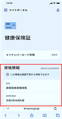 マイナ保険証（マイナポータル　健康保険証項目）